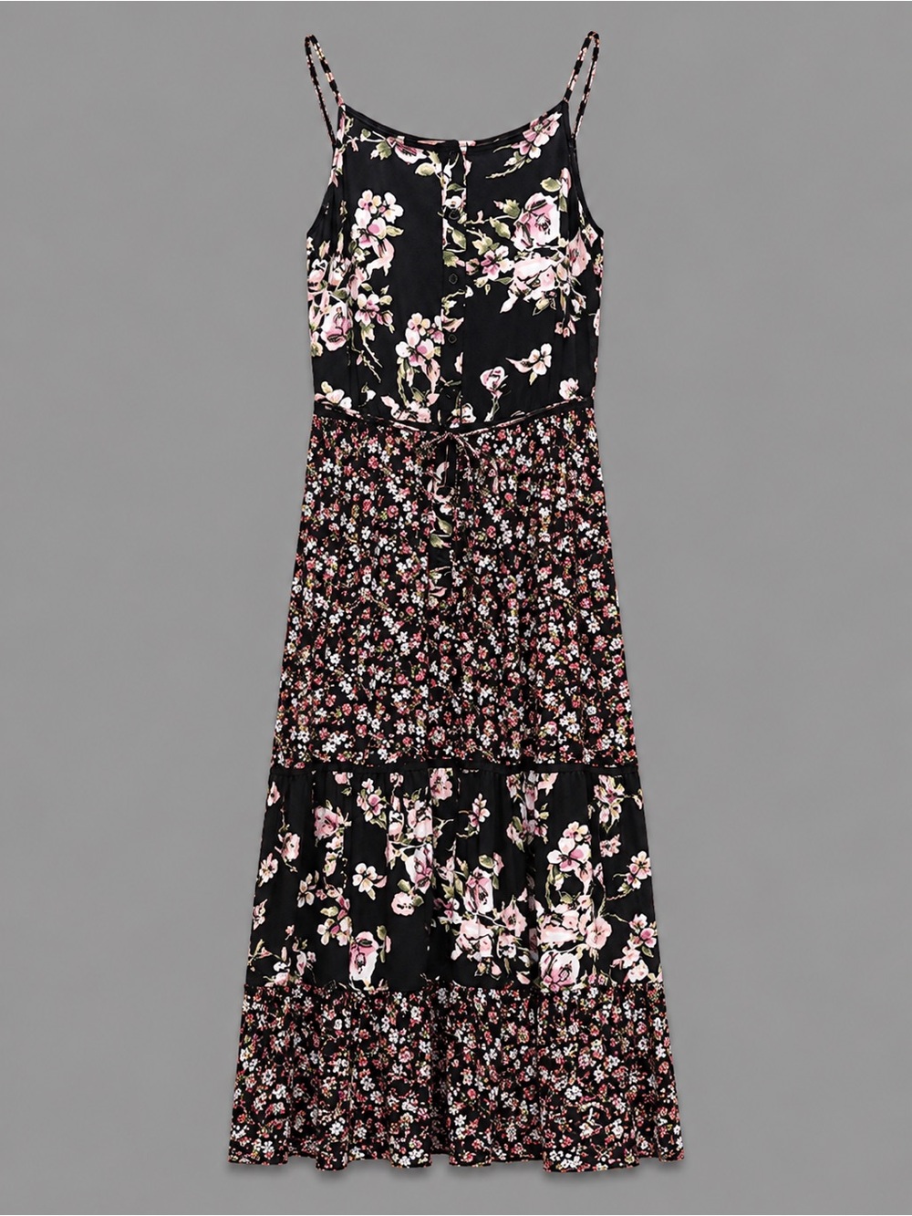 B.O.G Collective Floral Maxi w/Cut Out Lace & Adjustable Straps - XS